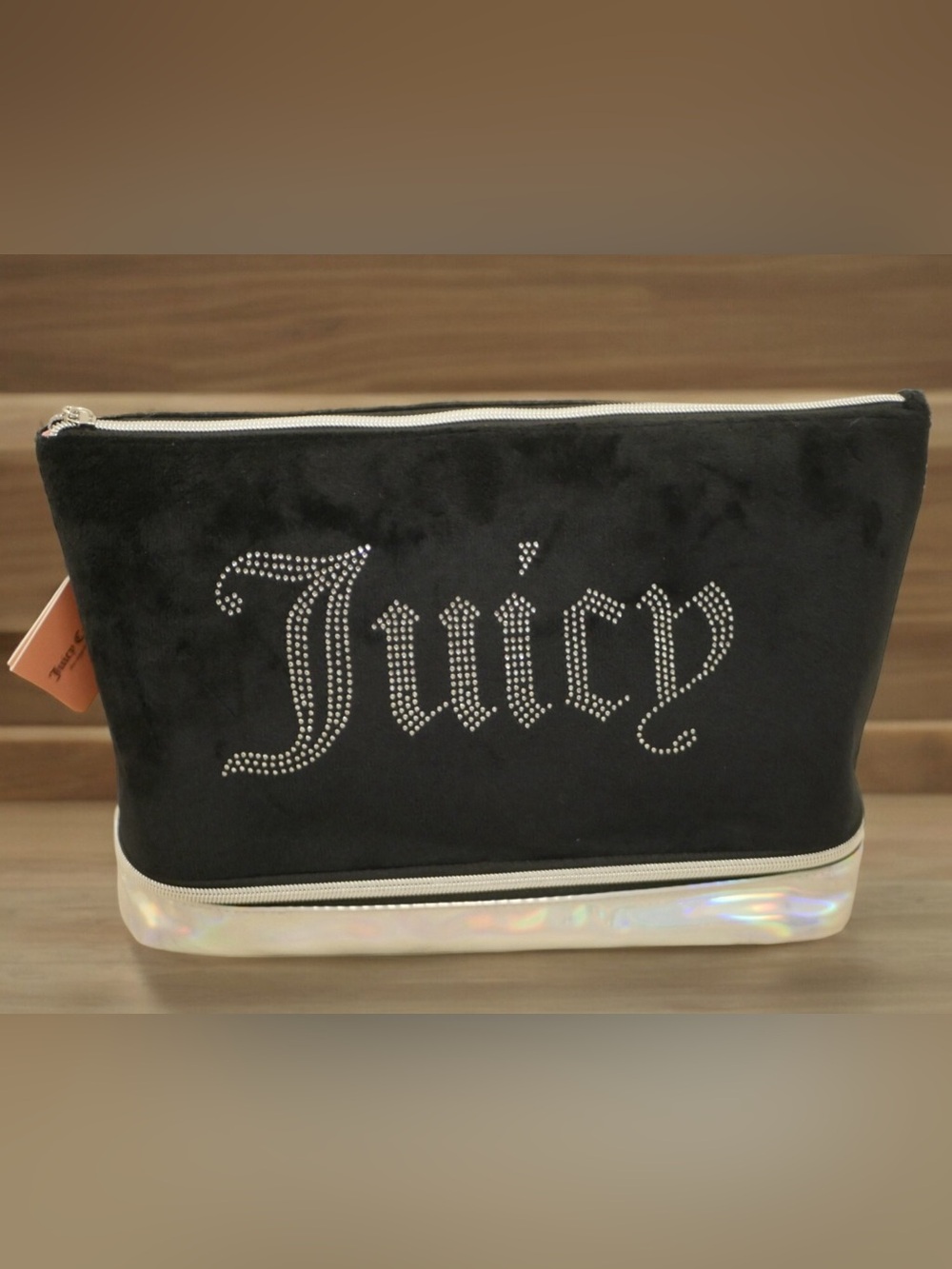 Juicy Couture Black Cosmetic Bag with Iridescent Trim